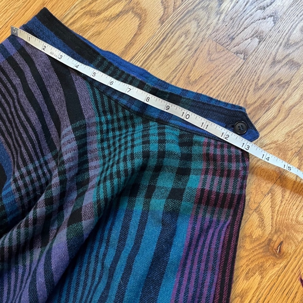Vintage Summit of Boston Plaid Wool Midi Skirt Blue Purple A-Line Lined XS - Picture 2 of 6
